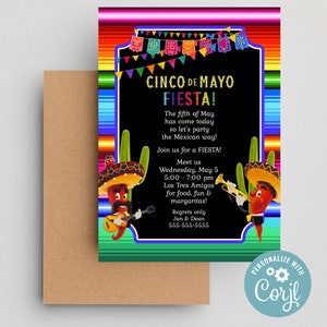 Cinco de Mayo Fiesta Invitations: Editable Mariachi Template (Instant Download)