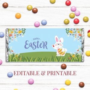 Easter Candy Bar Wrapper: Editable Party Favor Template (Instant Download)