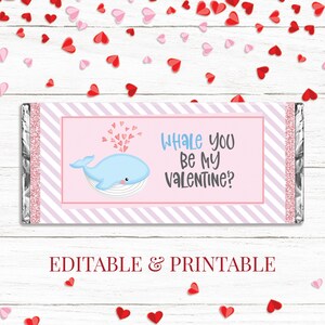 Kids Valentines Candy Bar Wrappers, Chocolate bar, Classroom Candy Bar Labels, Digital PDF Valentine&#39;s Day, Treat Wraps Decor Download