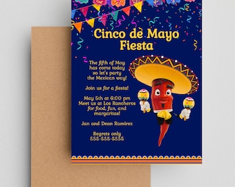 Cinco de Mayo party, Cinco de Mayo Party Invitations, Fiesta Invitation, Cinco de Mayo Party Invite, fiesta birthday invitation