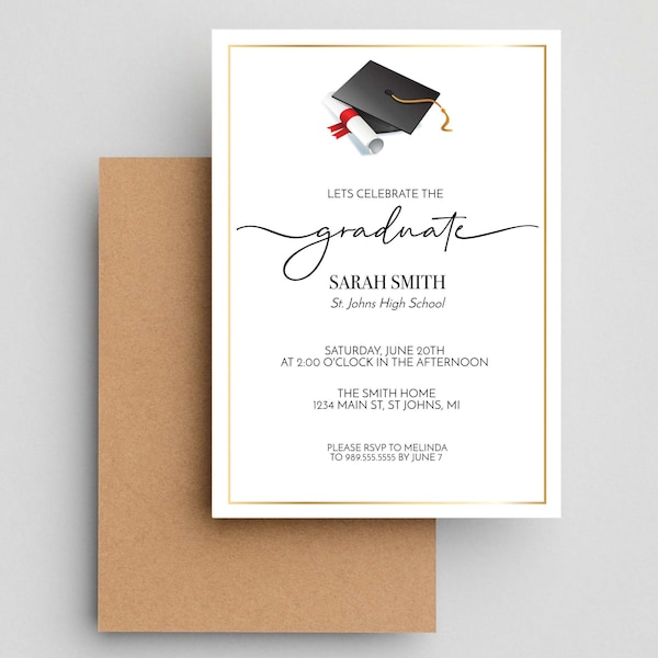 Graduation Invitation, Graduation Open House Invitation, Graduation Party, Grad Announcement, Invitation Template, Instant Download