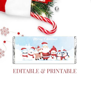 Santa Christmas Candy Bar Wrapper: Editable Party Favor (Instant Download)