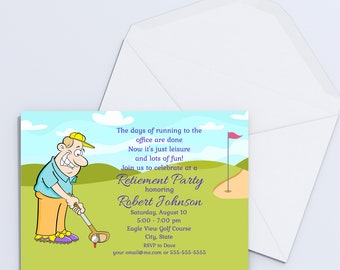 Man Golf Retirement, Golf Invite, Golf Birthday, Golf Theme, Retirement Party, Surprise Retirement, Invitation Template, Instant Download