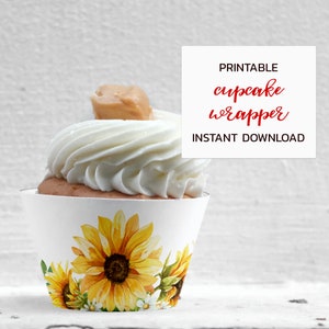 Sunflower Cupcake Wrappers - instant download, printable for fall weddings, dessert table