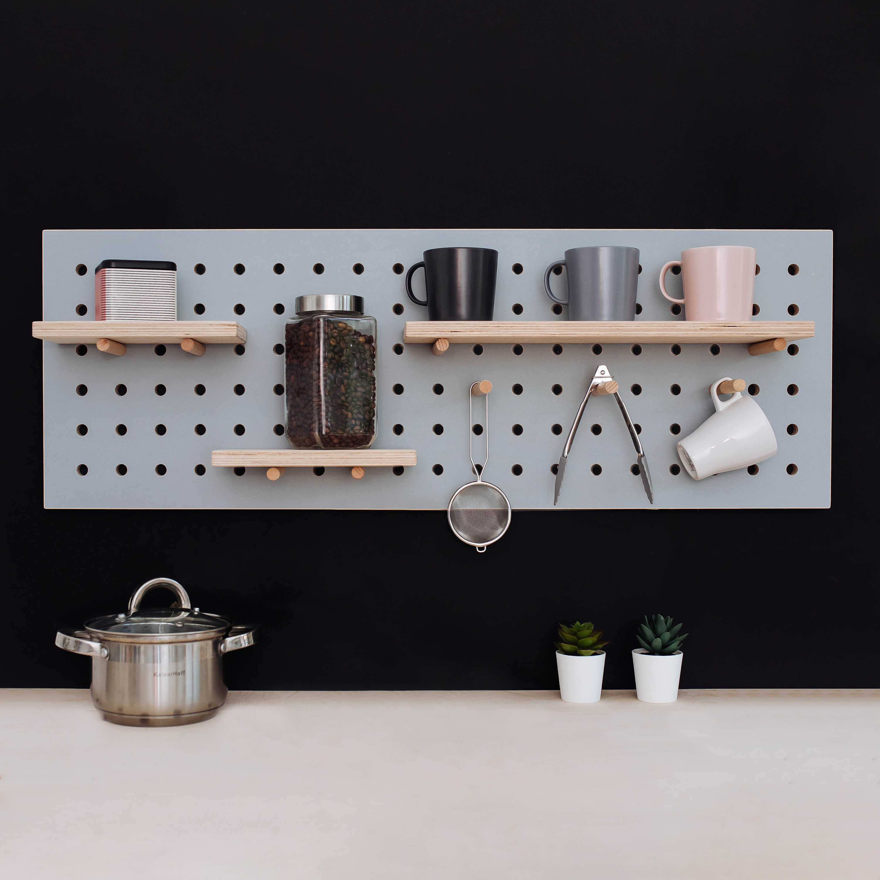 Pegboard- Shelf / The wall organizer SQUARE Wooden - Trabord