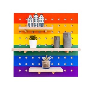 LGBT pride Pegboard Wooden Shelf / The wall organizer Rainbow LGBT Pride Rainbow Flag LGBTQ Flag image 2