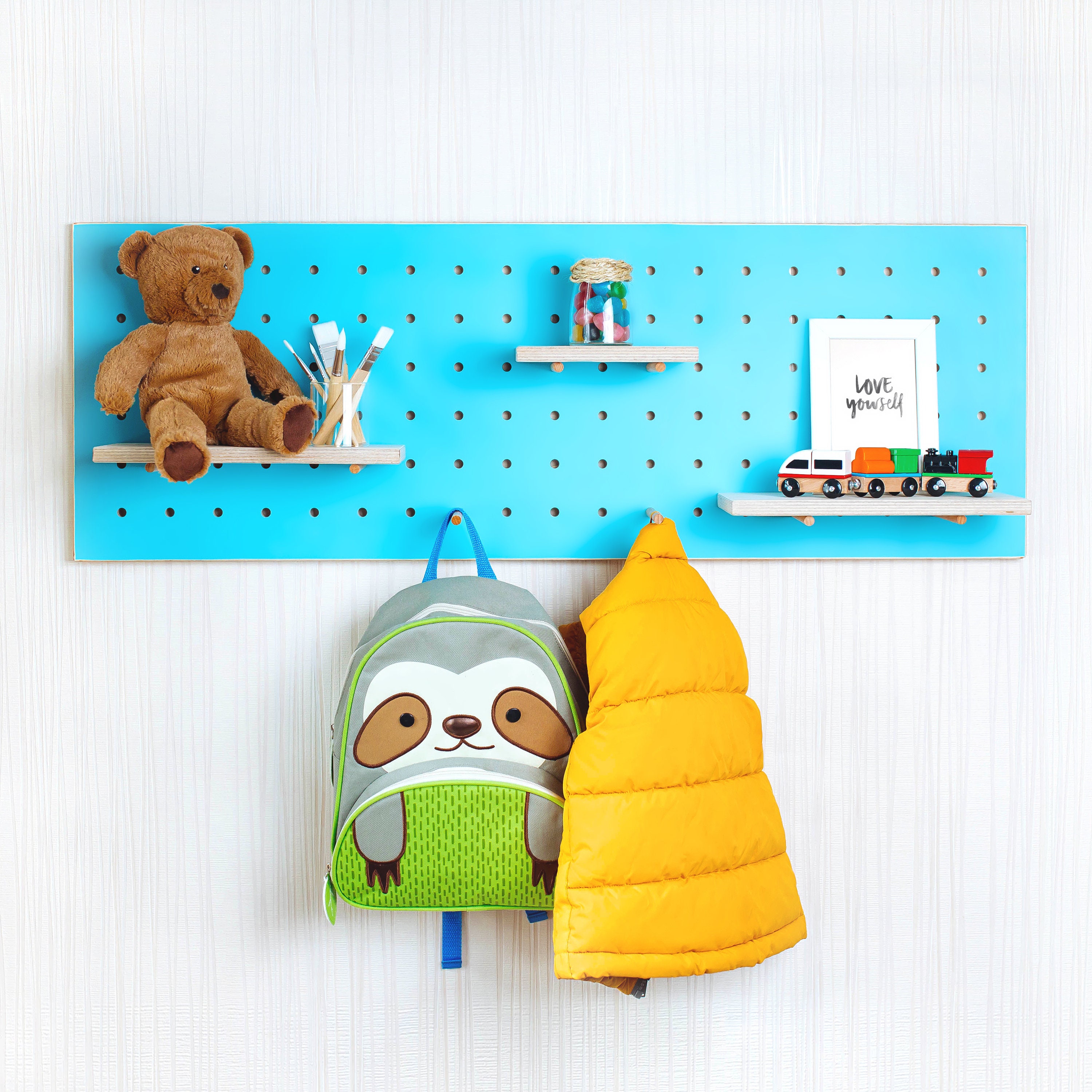 Pegboard- Shelf / The wall organizer SQUARE Wooden - Trabord