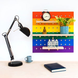 LGBT pride Pegboard Wooden Shelf / The wall organizer Rainbow LGBT Pride Rainbow Flag LGBTQ Flag image 1