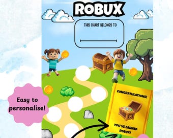 Tableau de récompenses imprimable inspiré de Roblox | Suivi des corvées « La route vers Robux » | Téléchargement numérique pour enfants
