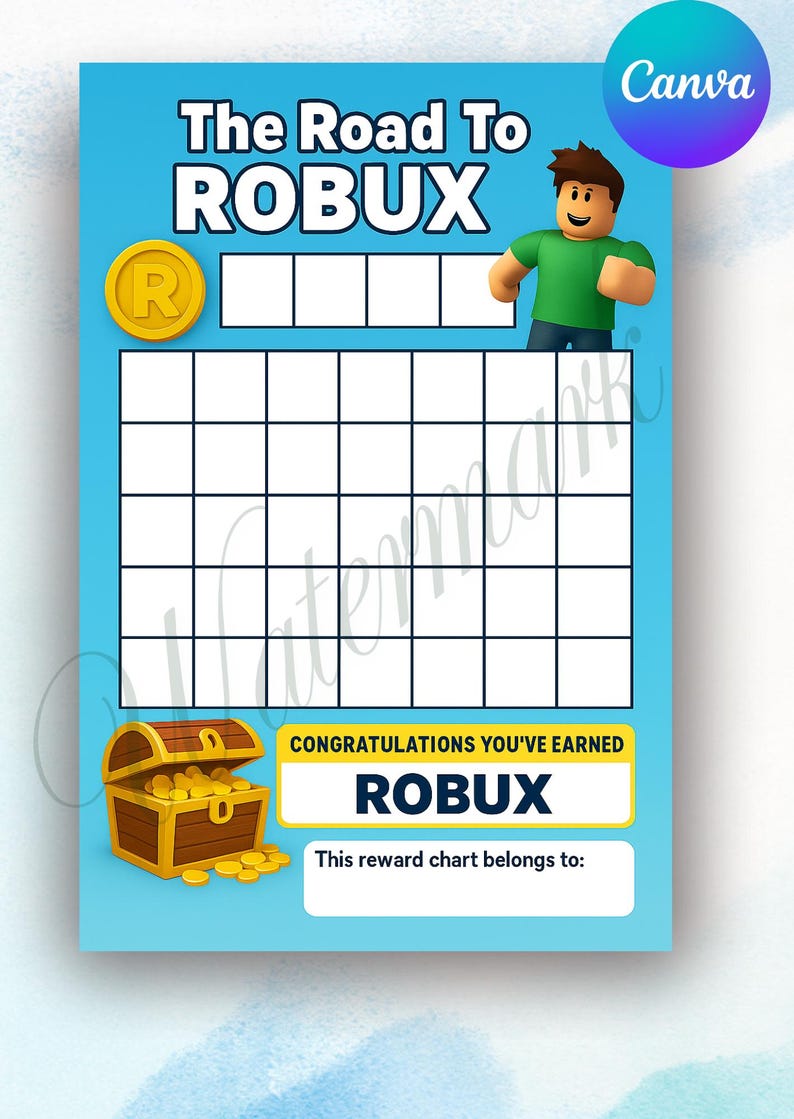 Printable Roblox Inspired Reward Chart | the Road to Robux Chore ...