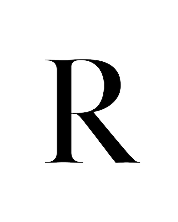 Letter R Uppercase Digital Printable Art Instant Download Minimalist Initial DIY Gift Home Decor Typography Alphabet