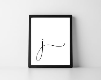 Letter J Lowercase Script | Digital Printable Art | Instant Download | Initial | DIY | Gift | Home Decor | Typography | Alphabet | Wall Art