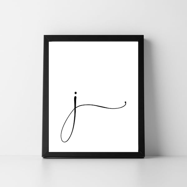 Letter J Lowercase Script | Digital Printable Art | Instant Download | Initial | DIY | Gift | Home Decor | Typography | Alphabet | Wall Art