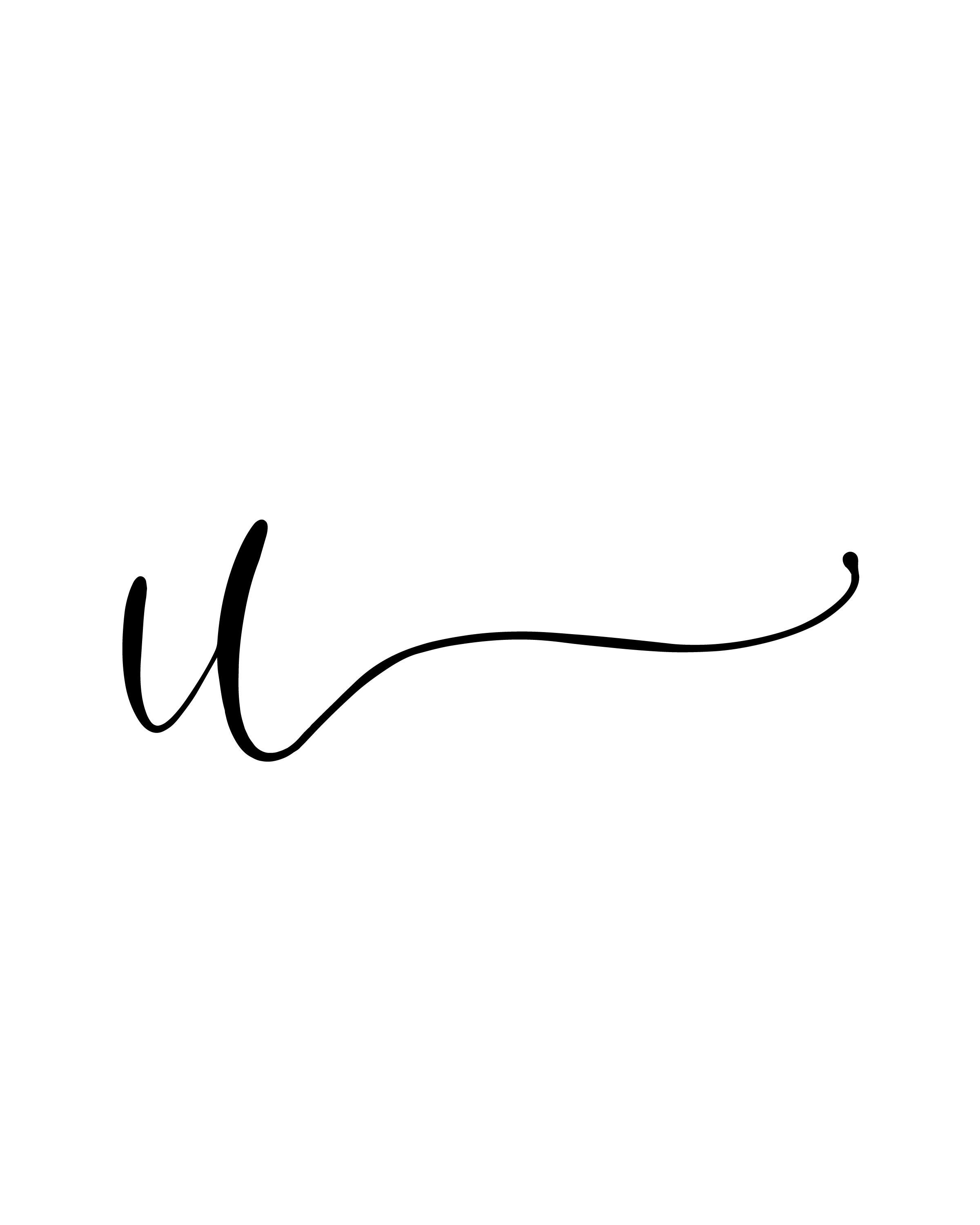 Letter U Lowercase Script | Digital Printable Art | Instant Download ...
