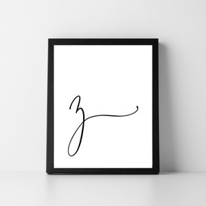 Letter Z Lowercase Script | Digital Printable Art | Instant Download ...