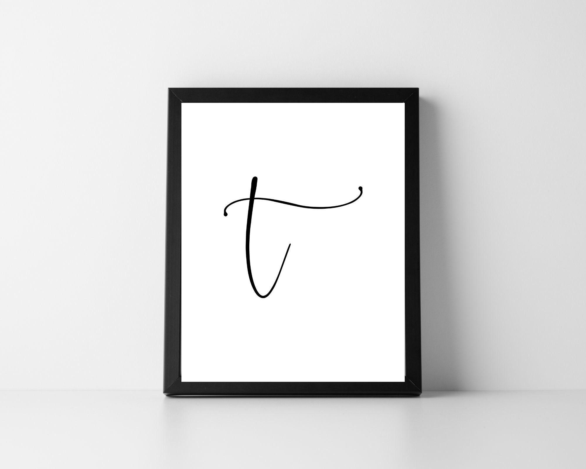 Letter T Lowercase Script Digital Printable Art Instant | Etsy