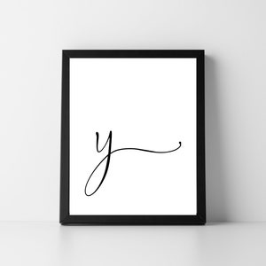 Letter Y Lowercase Script | Digital Printable Art | Instant Download | Alphabet | Initial Typography | Home Decor | Gift | Letters | DIY