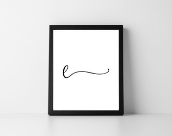 Letter E Lowercase Script | Digital Printable Art | Instant Download | Letter Art | Initial | Home Decor | Wall Art | Typography | Alphabet