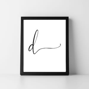 Letra D Script Minúsculo | Arte digital para impressão | Download instantâneo | Arte de letras | Inicial | Decoração de casa | Arte de parede | Tipografia | Alfabeto