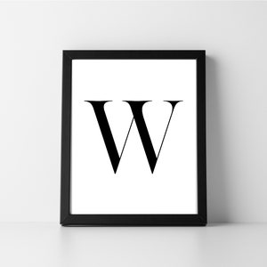 Letter W Uppercase | Digital Printable Art | Instant Download | Minimalist | Initial | DIY | Gift | Home Decor | Typography | Alphabet