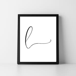 Letra L Guión en minúsculas / Arte imprimible digital / Descarga instantánea / Alfabeto / Tipografía / Inicial / BRICOLAJE / Regalo / Decoración del hogar / Arte de pared