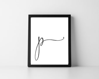 Letter P Lowercase Script | Digital Printable Art | Instant Download | Home Decor | Initial | Alphabet | Typography | DIY | Gift | Wall Art