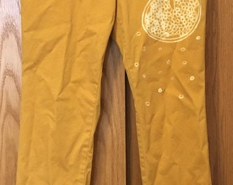 Persephone Yellow Pomegranate Skull and Tooth Trousers