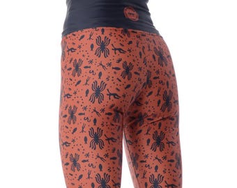 Personalized Terracotta Leggings with Abstract Print | High-Waist Fall Leggings for Yoga, Gym, Pilates, Running, Dance and Festivals