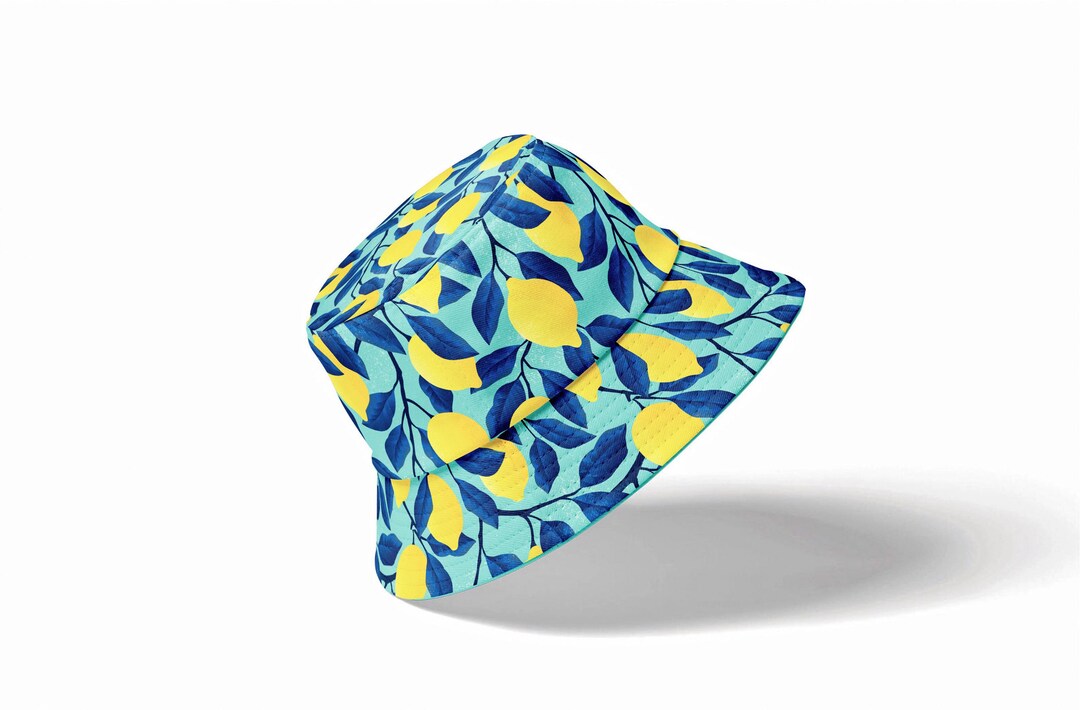 Bucket Hat With Lemon Print | Rave Hat | Custom Bucket Hat | Mint Green ...