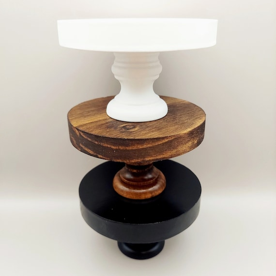 2.75" Tall Display Riser, 4" Round Top, Mini Farmhouse Wood Pedestal Stand