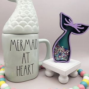 Mermaid Tail Shaker Sign: Hand-Painted Beach Theme Decor