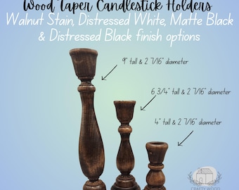Rustic Wood Candlestick Holder Set of 3: Farmhouse Taper Candle