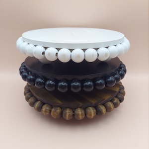 5&quot; Beaded Farmhouse Riser: Rustic Wood Candle & Plant Stand