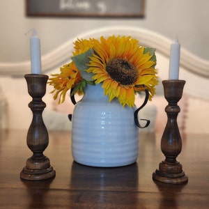 Rustic Wood Taper Candle Holders, Farmhouse Candlestick Set of 2 ...