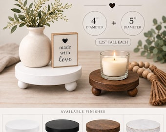 Round Wood Riser, Farmhouse Display Stand, Coffee Bar, Candle Plant Decor (4" or 5")