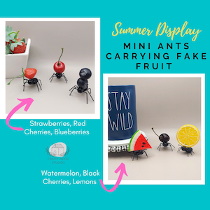Ant Carrying Watermelon, Picnic Decor, Picnic Display, BBQ Display, Summer Decor, Faux Fruit, Ant Carrying Fake Fruit