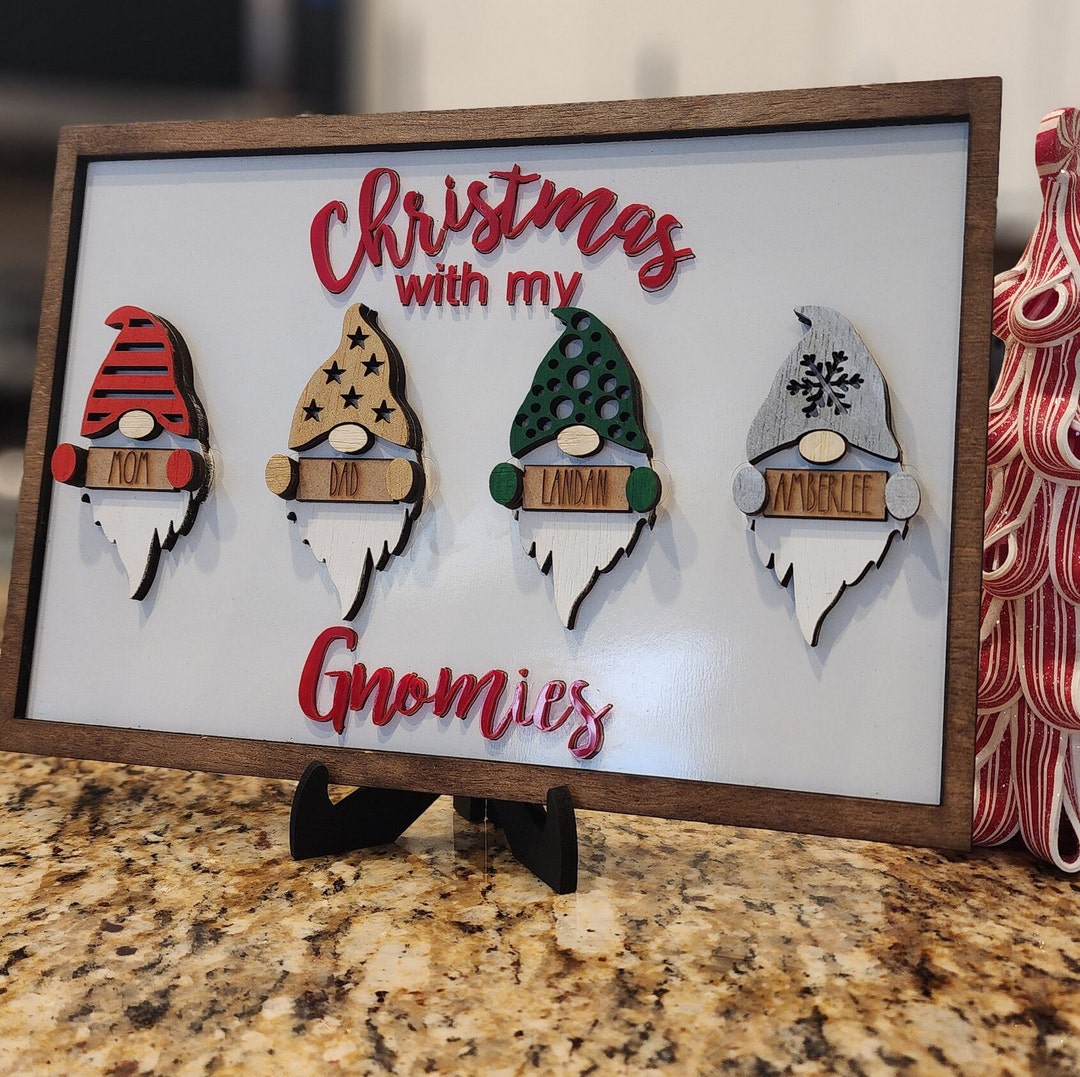 Christmas Gnome Custom Family Sign, Gnome Christmas Sign, Wood Family Sign, Wood Christmas Sign