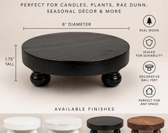 6" Round Farmhouse Wood Riser, Rustic Candle & Plant Stand