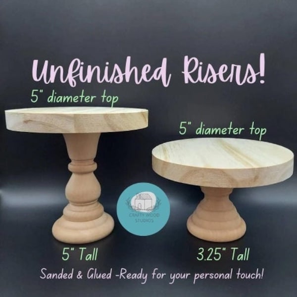 Wood Pedestal Stand,  5" Round Wood Riser, DIY Farmhouse Riser, Unfinished Pedestal Stand, Raw Wood Riser, Housewarming gift