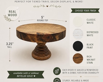 Rustic Wood Pedestal Riser 3" Tall 5" Round Top, Farmhouse Decor, Plant Stand