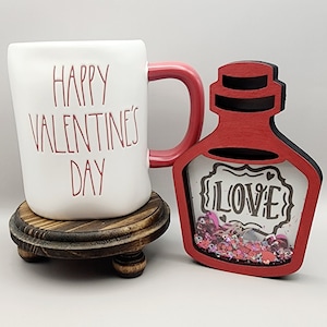 Love Potion Bottle Shaker Sign: Valentine&#39;s Day Tiered Tray Decor