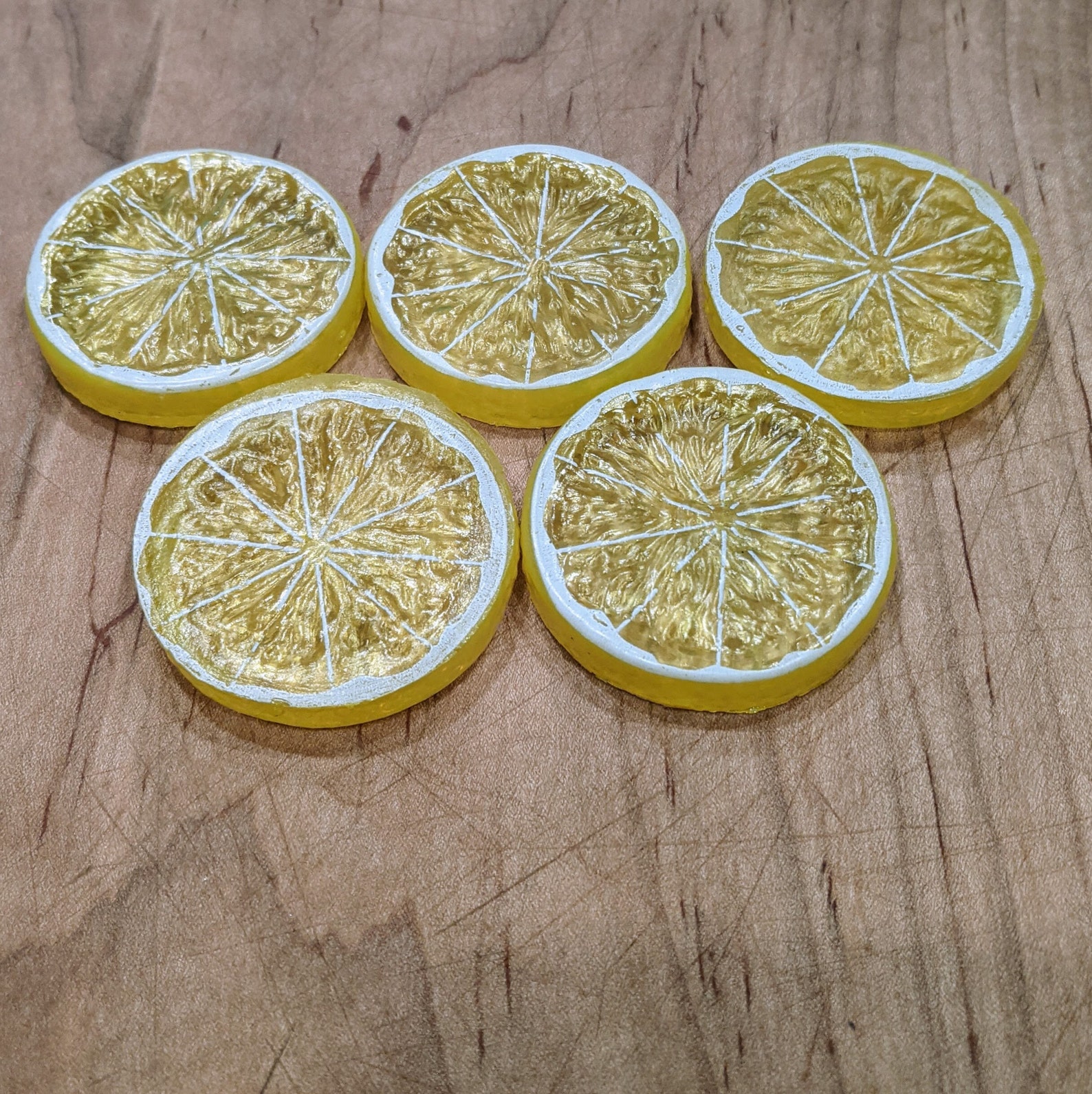 Set of 5 Faux Lemon Slices Fake Fruit Fake Lemon Slices Rae Etsy