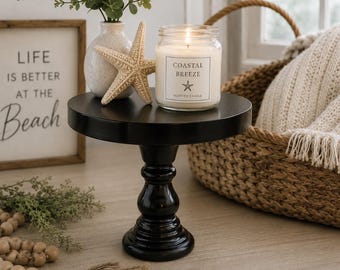 Rustic Wood Pedestal Riser, Farmhouse Stand, 5" Round Top
