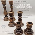 Rustic Wood Candlestick Holders: Farmhouse Taper Candle Set, Walnut Stain or Distressed White