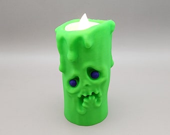 Monster Face LED Tea Light: Hand-Painted Halloween Decor