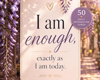 50 Daily Affirmation Cards | Self-Love, Confidence, Calm (Printable PDF)
