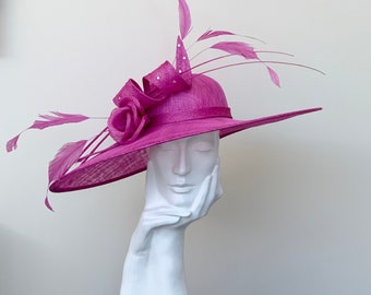 Fuschia / Cerise Pink Very Large Wedding Hatinator Hat