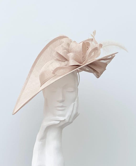 Beige  Bow Accented Dressy Hat Hats for Horse Races, Designer Hats for Women, Haute Couture  main image 2