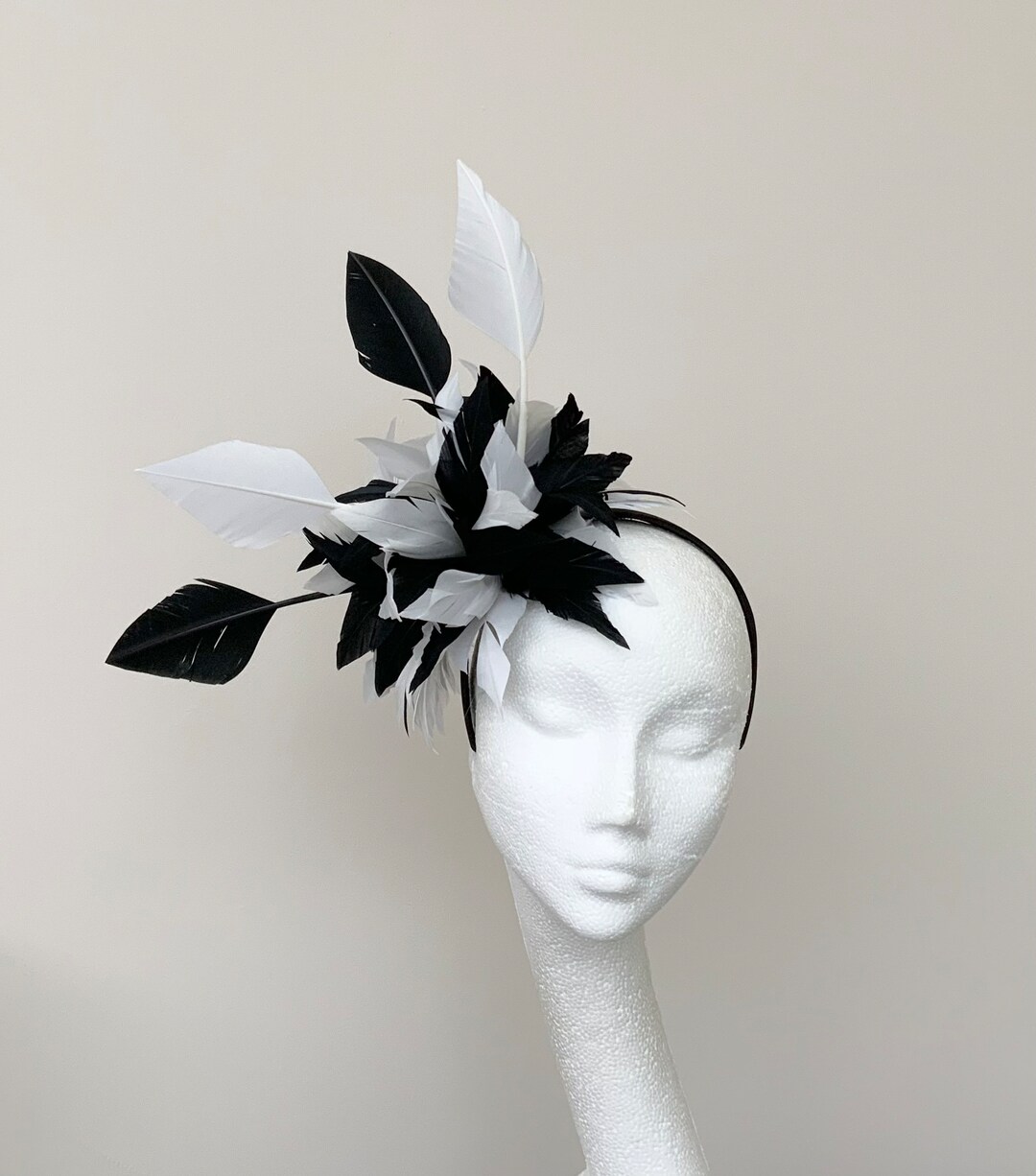 Black and White Feather Fascinator Etsy