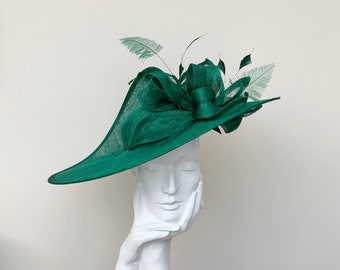 Emerald Green Dark Green Large Wedding Hatinator Hat